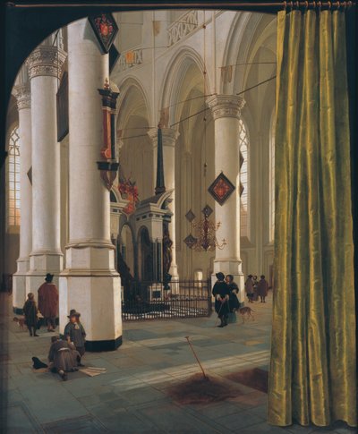 The Interior of the Nieuwe Kerk in Delft with the Tomb of Prince William the Silent of Orange (1533-1584) by Hendrik Cornelisz. van Vliet